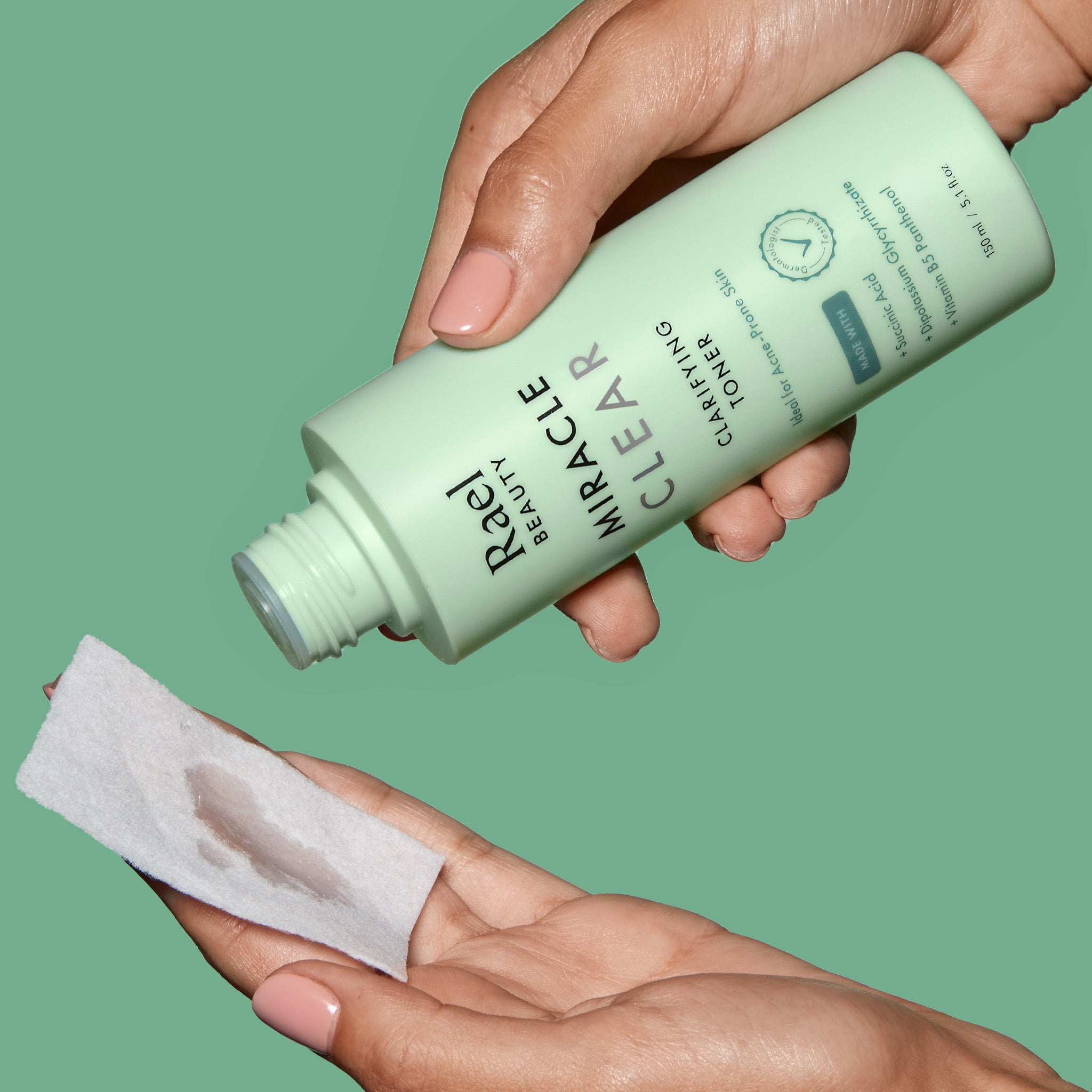 Person applying Miracle Clear Clarifying Toner